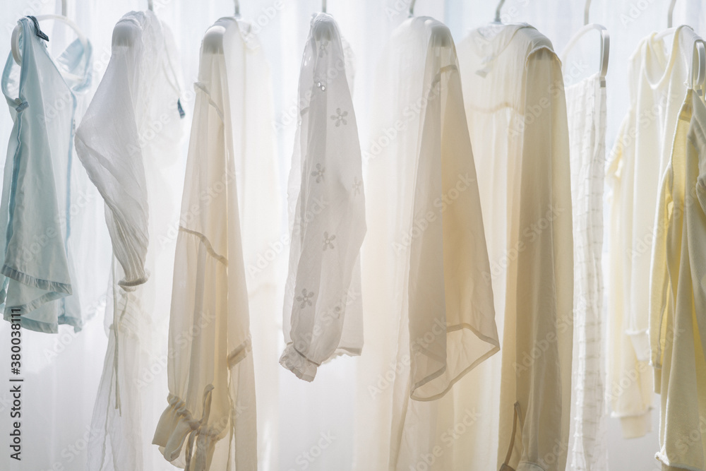 Suspended clean clothes
