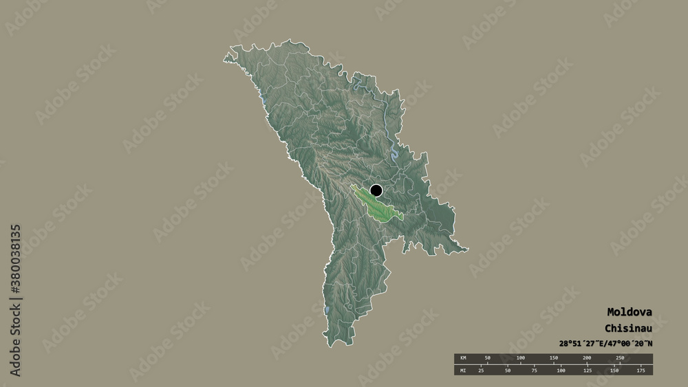 Location of Ialoveni, district of Moldova,. Relief
