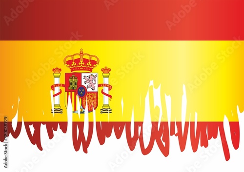 Flag of Spain, Kingdom of Spain. Bright, colorful vector illustration