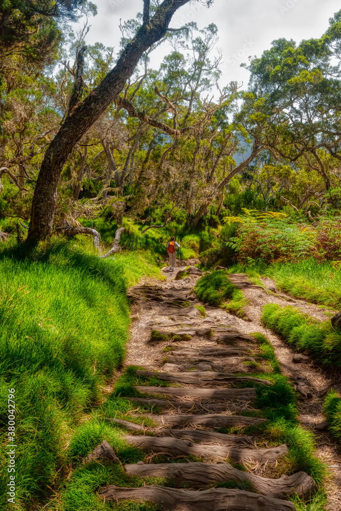 hiking trail to Mafate on Reunion Island - touristic place hiking trail to Mafate on Reunion Island - touristic place