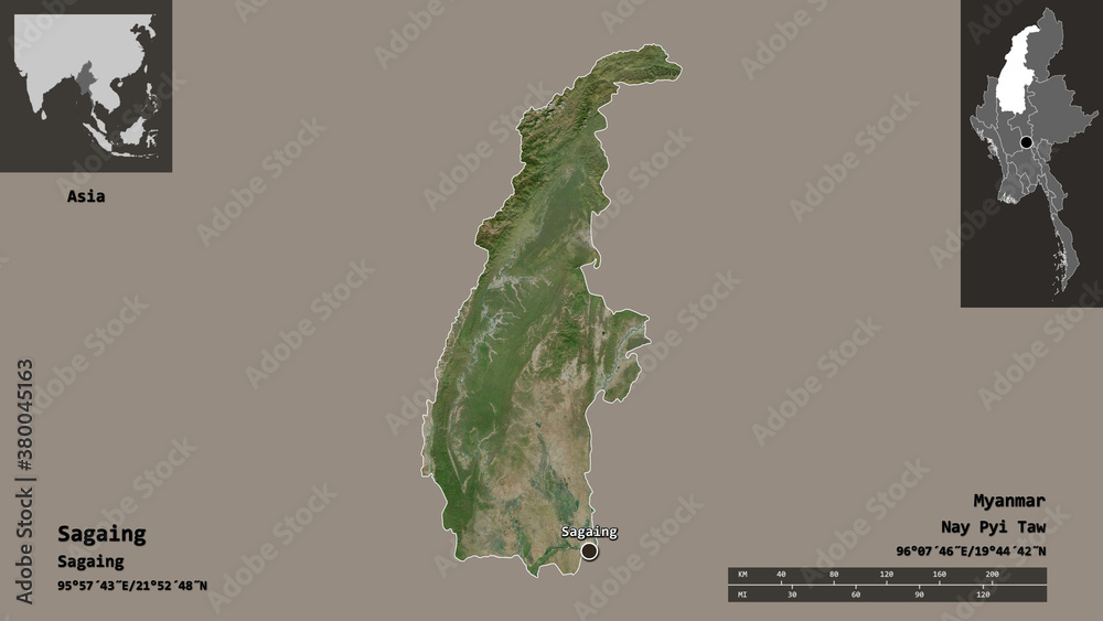 Sagaing, division of Myanmar,. Previews. Satellite
