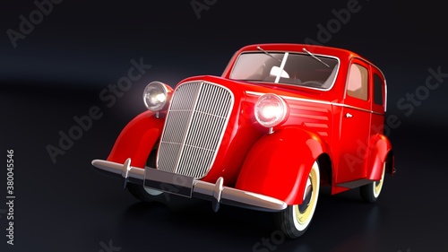 Retro vintage classic red car isolated