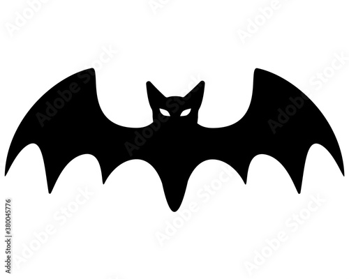 Bat - black vector silhouette - element for Halloween decor. Black bat - logo or pictogram.