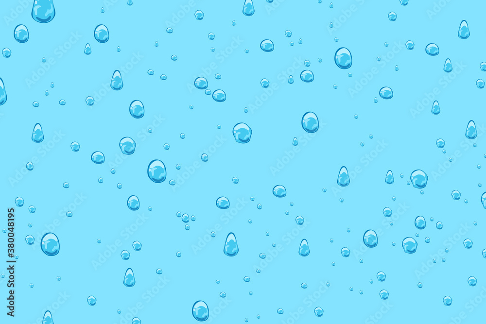 Water drops isolated on blue background