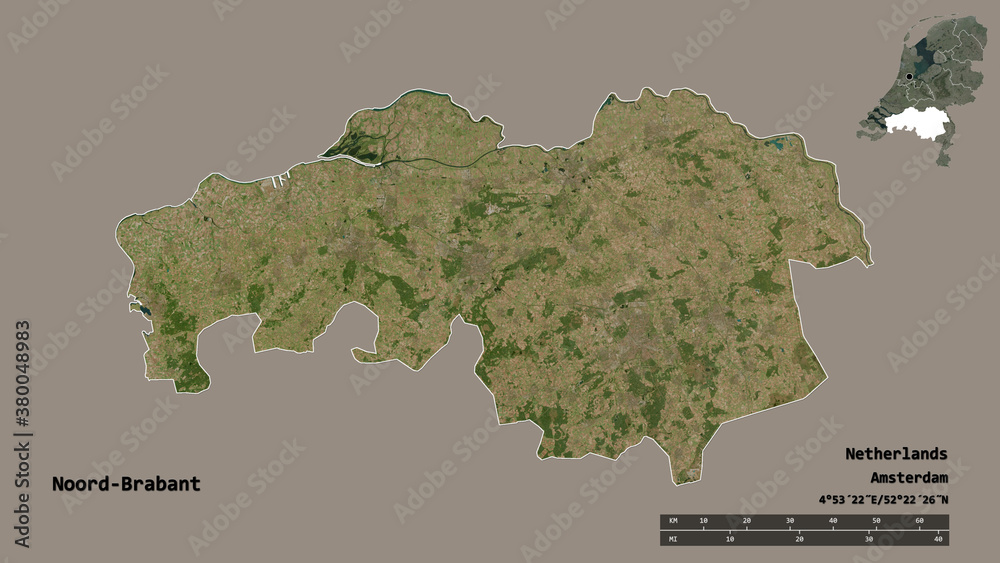 Noord-Brabant, province of Netherlands, zoomed. Satellite