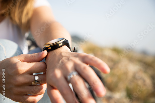 woman wearing a smart watch
