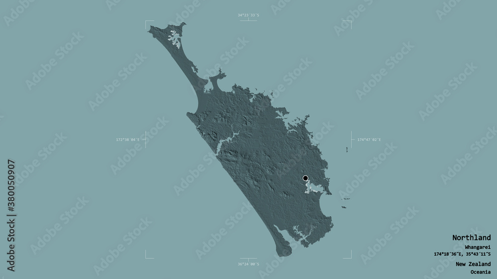 Northland - New Zealand. Bounding box. Administrative Northland - New Zealand. Bounding box. Administrative