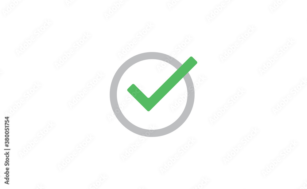 Green check mark. Symbol of approval. Approved tick symbol inside a circle. Green check mark. Symbol of approval. Approved tick symbol inside a circle.