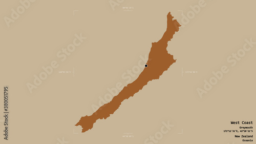 West Coast - New Zealand. Bounding box. Pattern