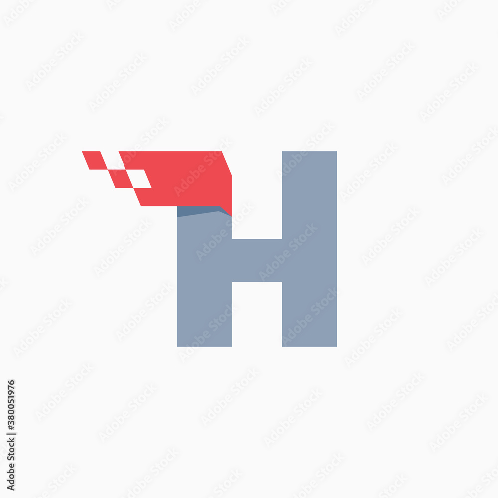 H letter logo with taxi checkered pattern line. H letter logo with taxi checkered pattern line.