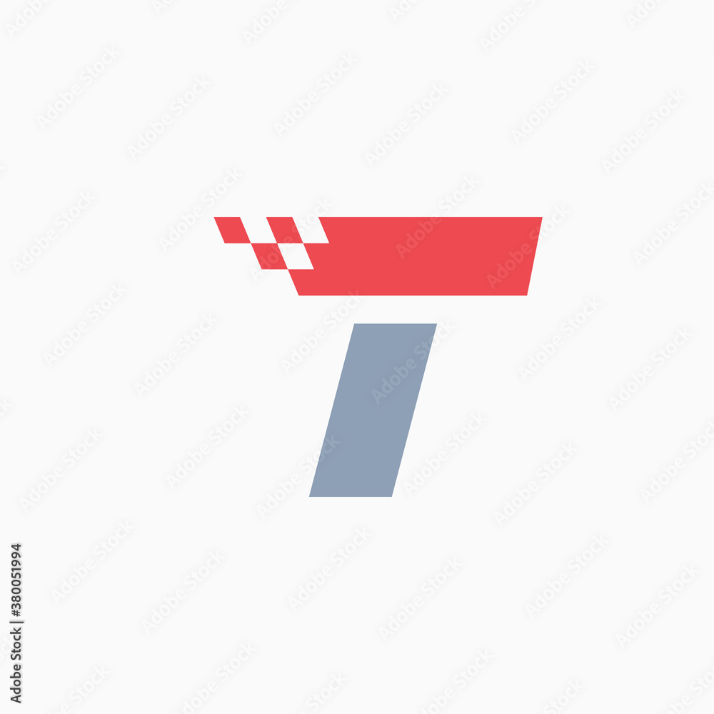 T letter logo with taxi checkered pattern line. T letter logo with taxi checkered pattern line.