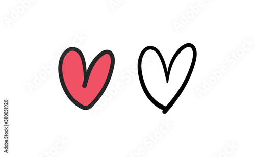 Hand drawn hearts, love icon symbols. Heart doodles. Hand drawn valentine's day design.