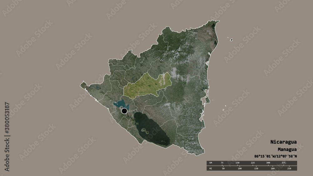 Location of Matagalpa, department of Nicaragua,. Satellite