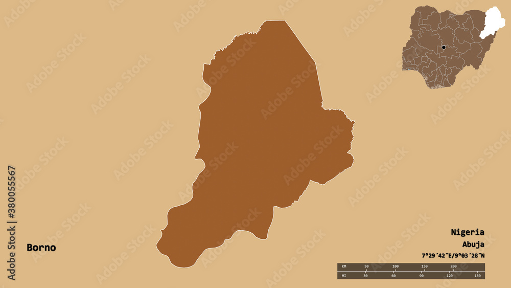 Borno, state of Nigeria, zoomed. Pattern