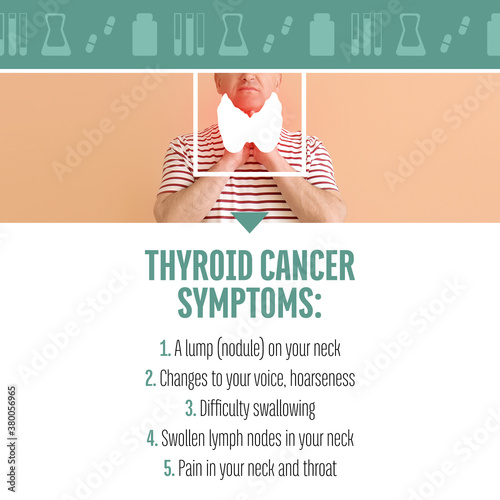 Mature man checking thyroid...