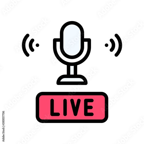 live and streaming related microphone with voice signals vector with editable stroke,