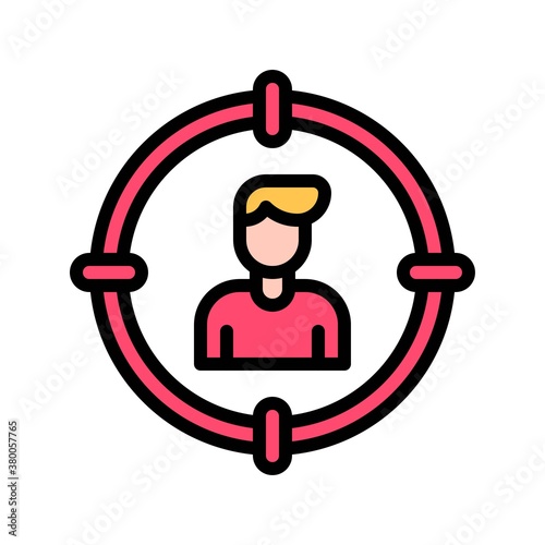 live and streaming related boy with target sign vector with editable stroke,