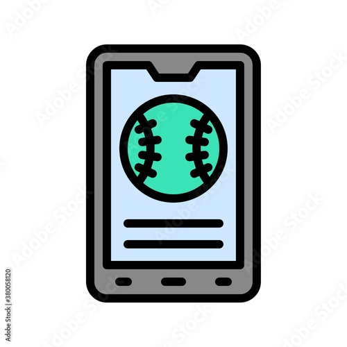 live and streaming related mobile screen with tennis ball vector with editable stroke,