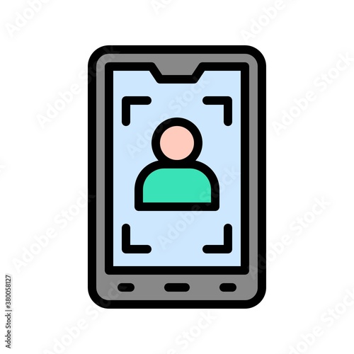 live and streaming related mobile screen with photo capture vector with editable stroke,