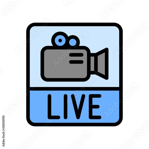 live and streaming related video camera with live video recording vector with editable stroke,