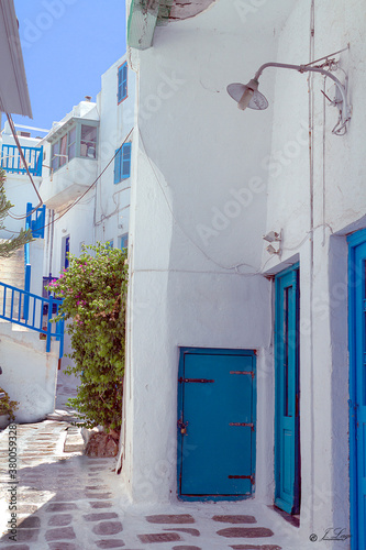 Alley in the Greek city of Mykonos