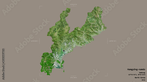 Hamgyong-namdo - North Korea. Bounding box. Satellite