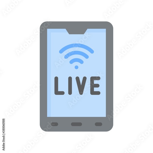 live and streaming related mobile screen with written text and wifi signal vector in flat style,