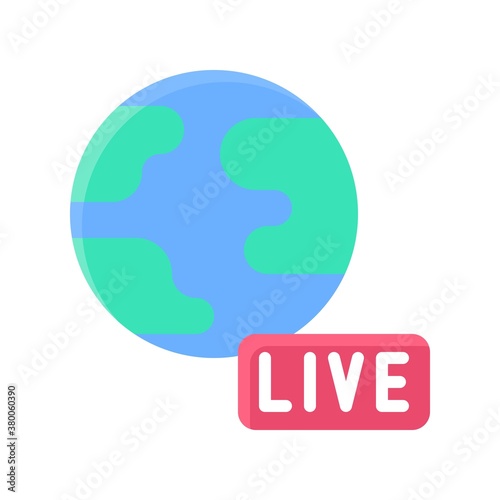 live and streaming related written text with world globe vector in flat style,
