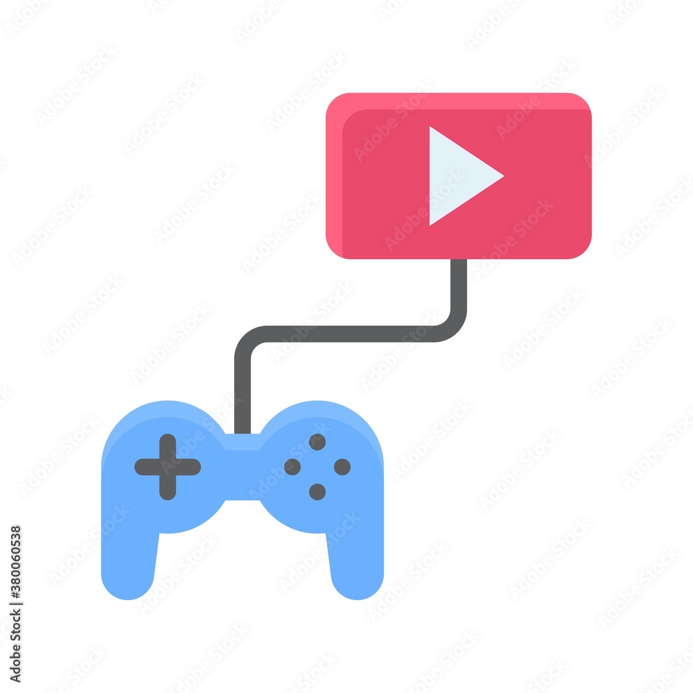 live and streaming related play button with game play buttons vector in flat style,