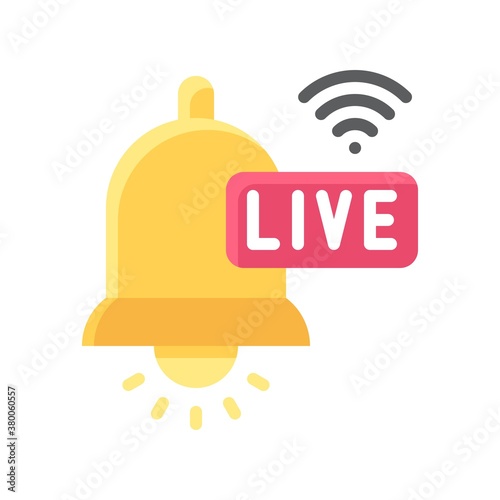 live and streaming related alarm bell with wifi signals vector in flat style,