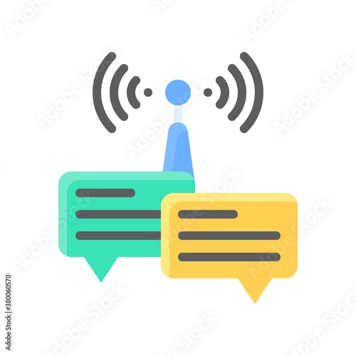 live and streaming related wifi tower with message popup and written text vector in flat style,