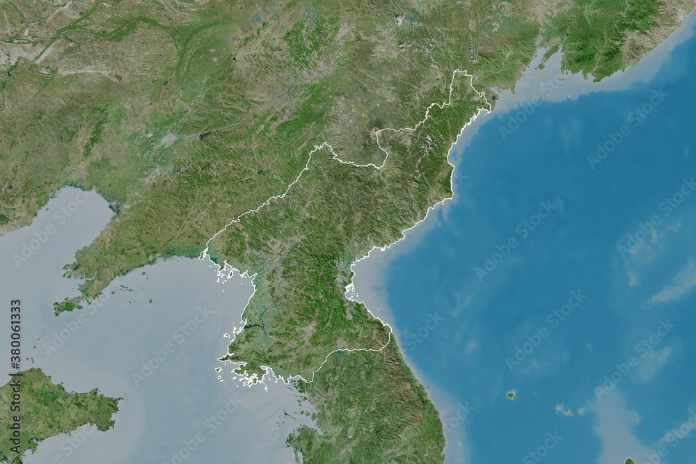 North Korea outlined. Satellite North Korea outlined. Satellite