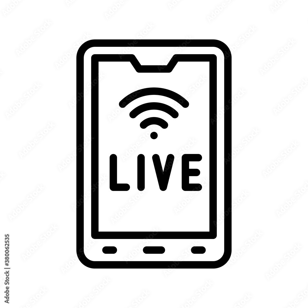 live and streaming related mobile screen with written text and wifi signal vector in lineal style, live and streaming related mobile screen with written text and wifi signal vector in lineal style,