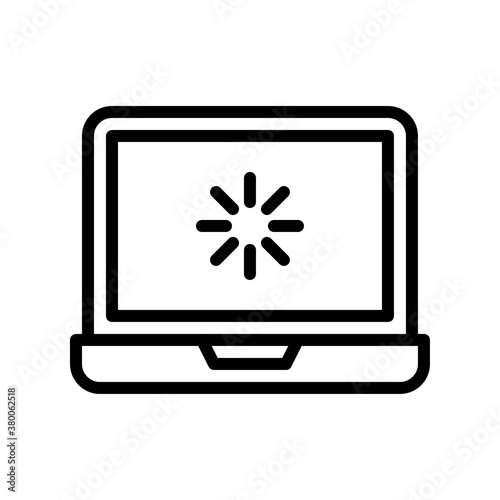 live and streaming related laptop screen with searching lines vector in lineal style,