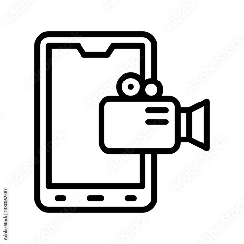live and streaming related mobile screen with video camera vector in lineal style,