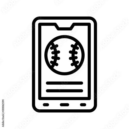 live and streaming related mobile screen with tennis ball vector in lineal style,