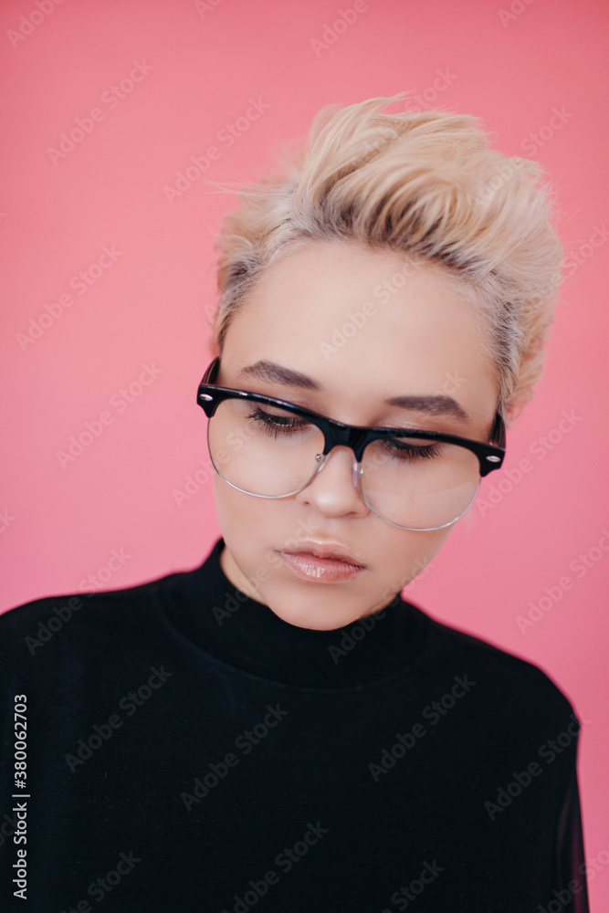 Portrait of beautiful youth woman in eyeglasses Portrait of beautiful youth woman in eyeglasses