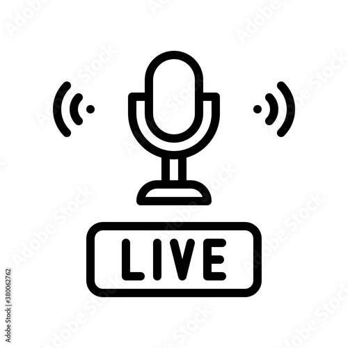 live and streaming related microphone with voice signals vector in lineal style,