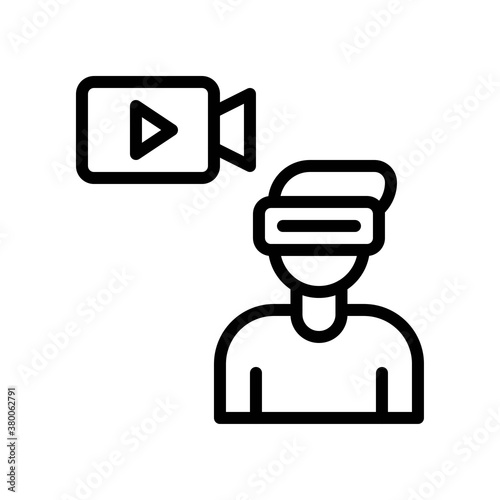 live and streaming related boy with video camera vector in lineal style,