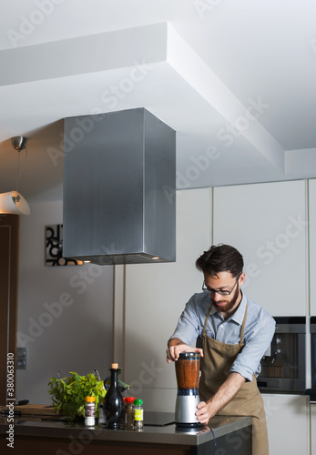 Man using the blender