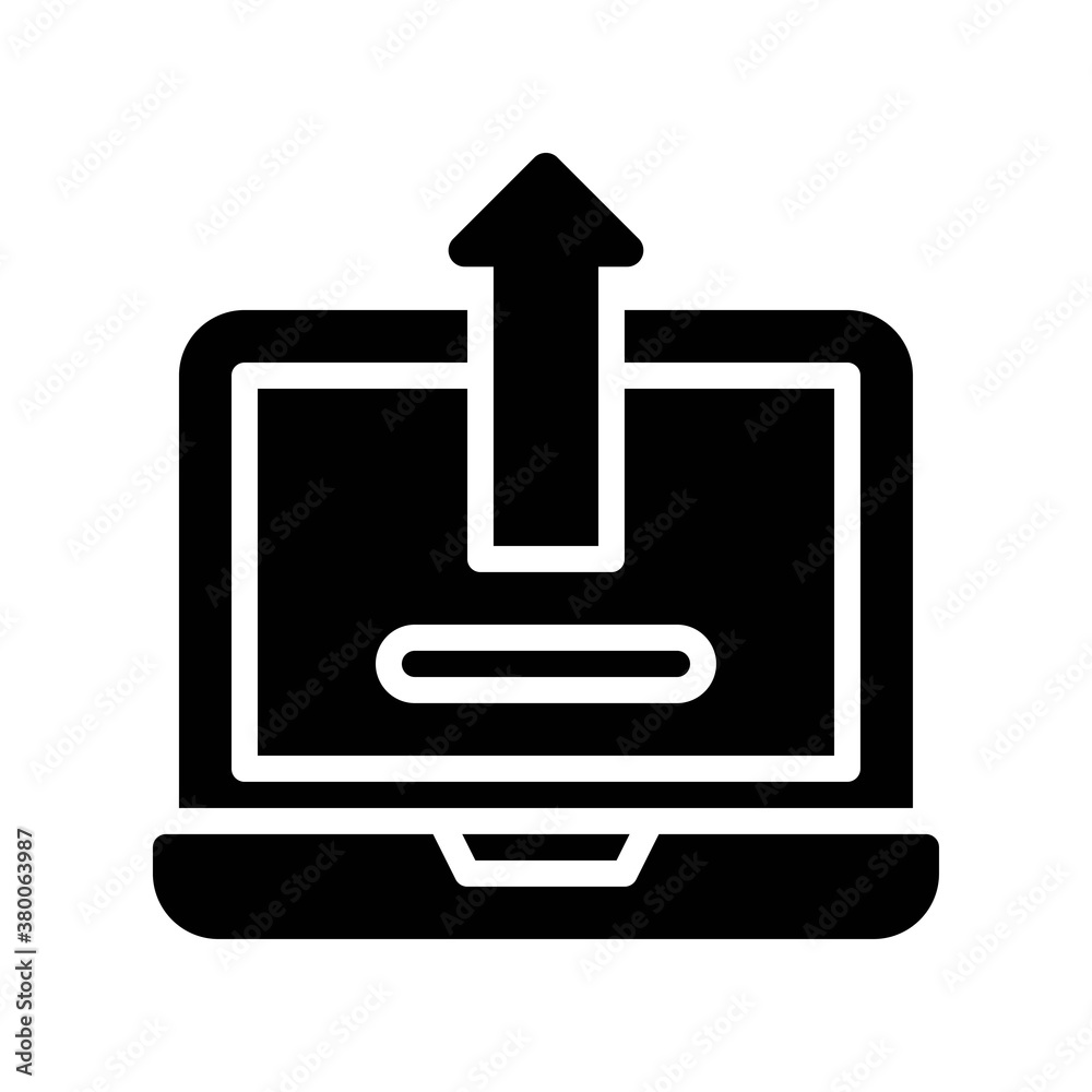 live and streaming related laptop screen with arrow vector in solid design, live and streaming related laptop screen with arrow vector in solid design,