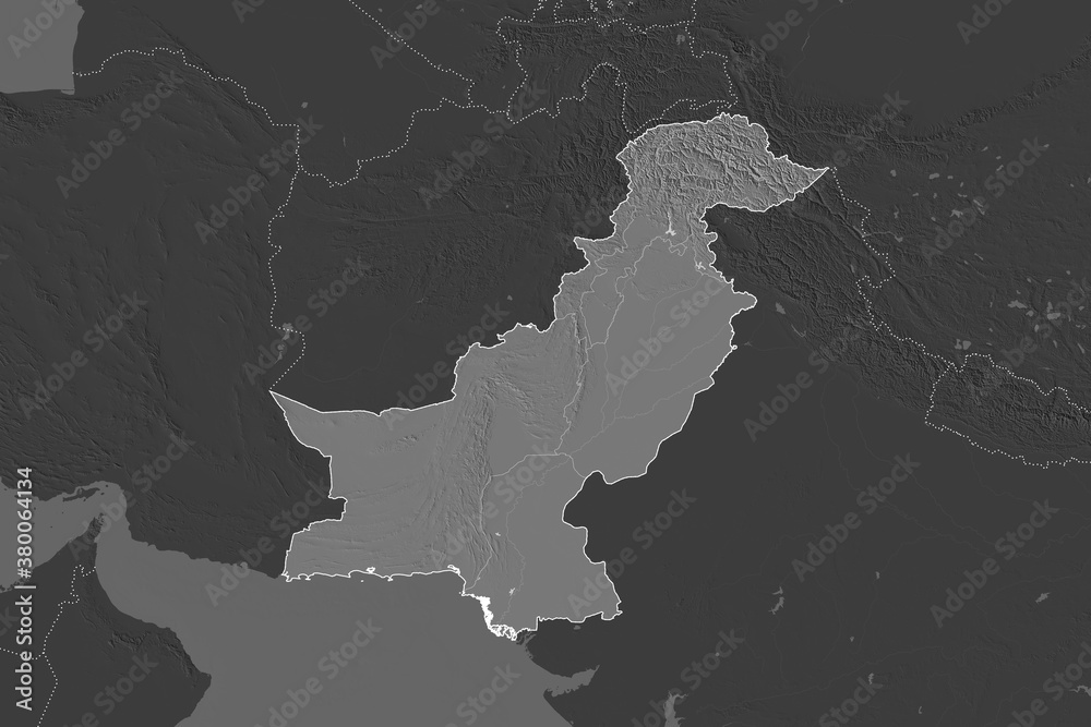 Pakistan borders. Neighbourhood desaturated. Bilevel