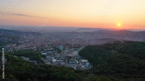 Wallpaper Mural Stuttgart skyline aerial view drone video from sky at sunrise Torontodigital.ca