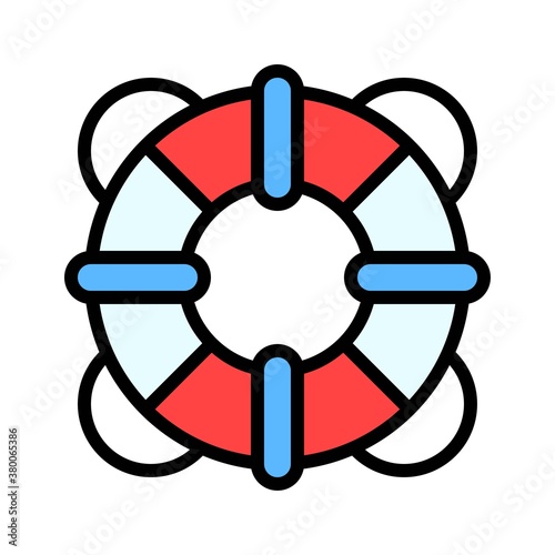 ocean related life guard use in water with circles vector with editable stroke