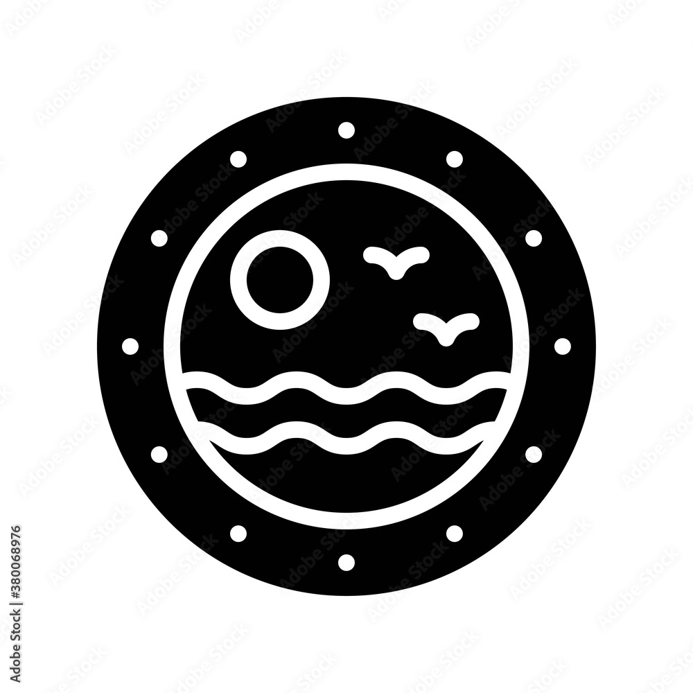 ocean related sun and birds in circle with water waves vector in solid design, ocean related sun and birds in circle with water waves vector in solid design,