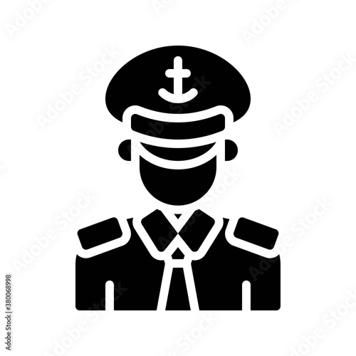 ocean related navy police boy with cap and tai vector in solid design,