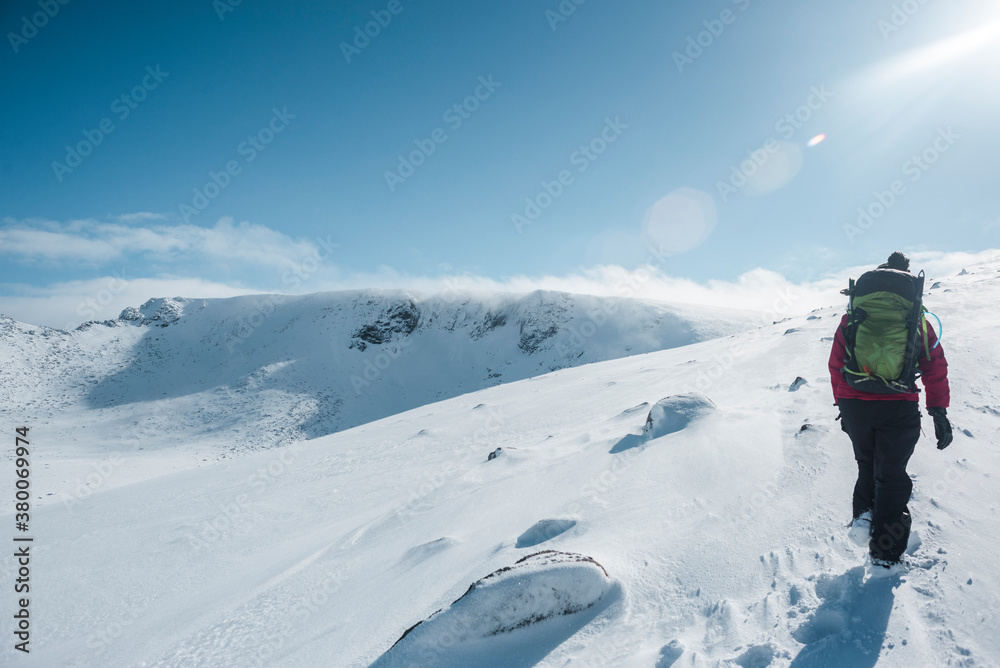 Hiking in Winter mountains