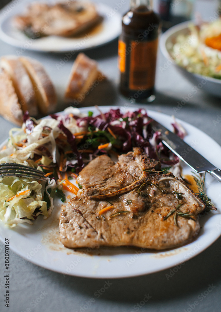 Chop with salad Chop with salad