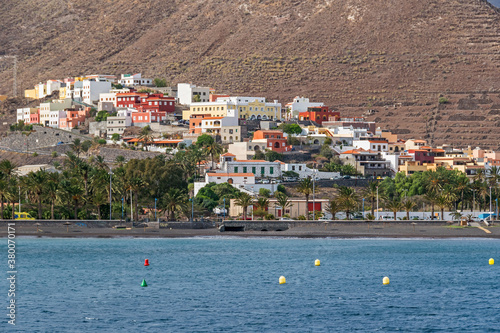 City beach, boulevard Avenida de los Descubridores and the church Ermita de La Concepcion in San Sebastian de la Gomera photo