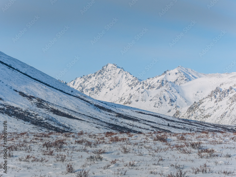 wintry scenery of tombstone mountain,Yukon wintry scenery of tombstone mountain,Yukon